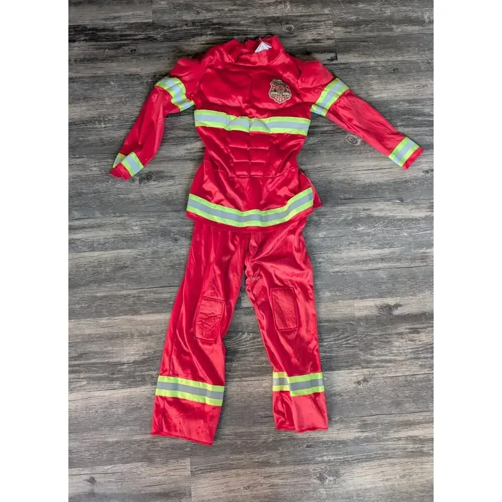Red Fireman Toddler Boy Halloween Costume Cheif Firefighter Size 3-4T